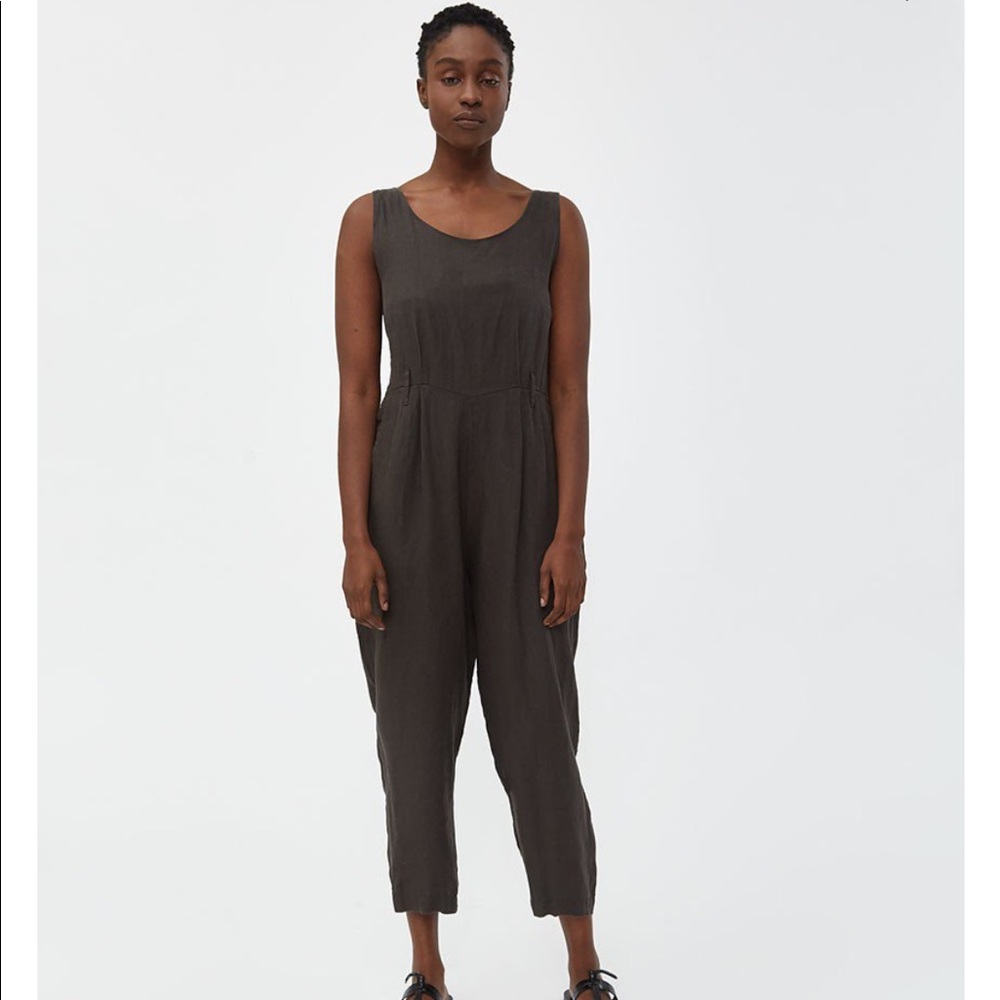 Black Crane Linen Jumpsuit